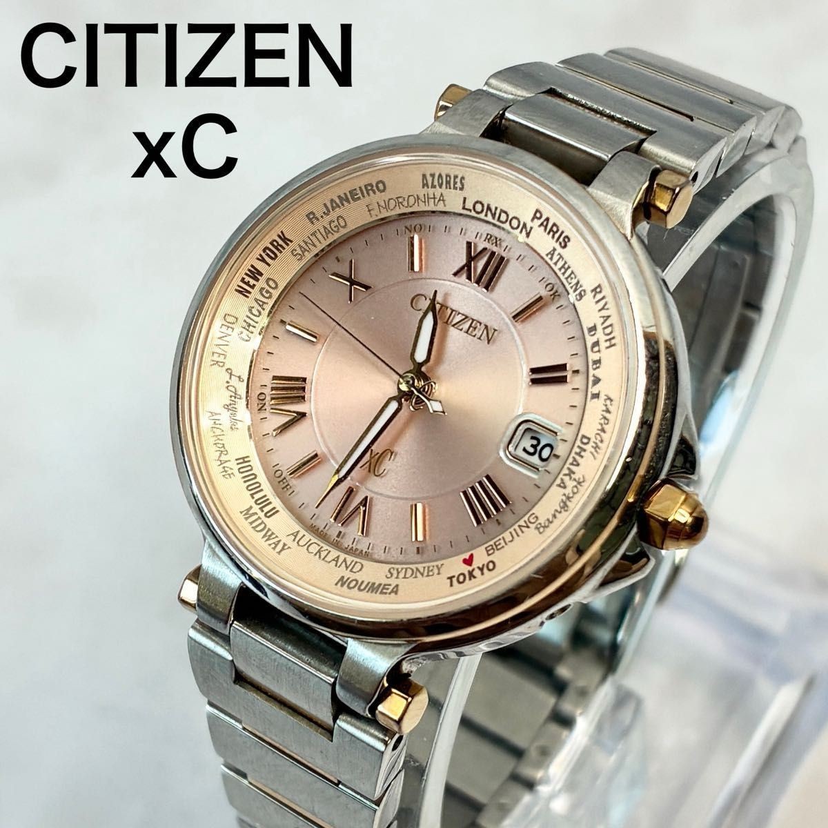 CITIZEN Cross Sea Happy Flight Eco Drive Pink xC Radio Solar Wristwatch Working