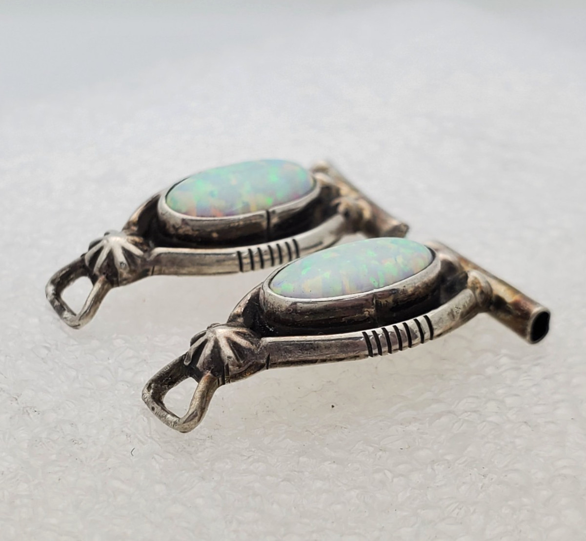 Running Bear RB Sterling Silver .925 & Opal Watch End Links 5.3g