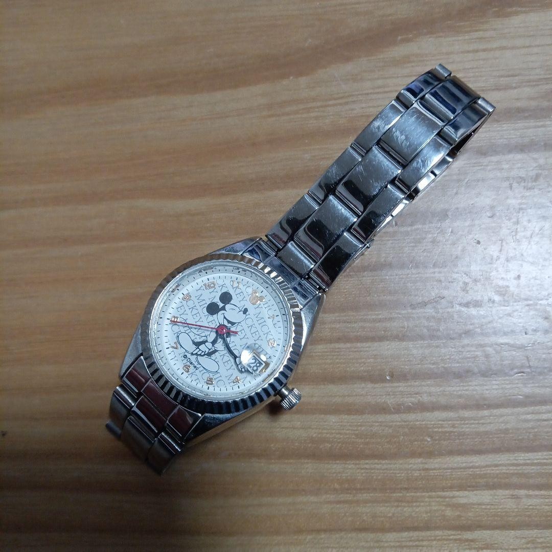 Disney Mickey Mouse Silver Quartz Date Watch 20cm Working