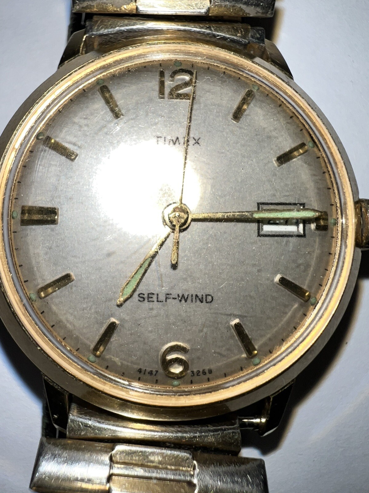1969 Timex Men’s Self Wind Automatic Date Watch 4147-3268 Water proof 1960’s
