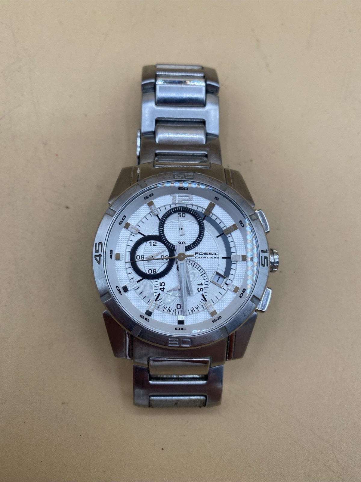 Fossil Blue Three-Hand Silver Stainless Steel Watch Silver and Blue Dial CH2498