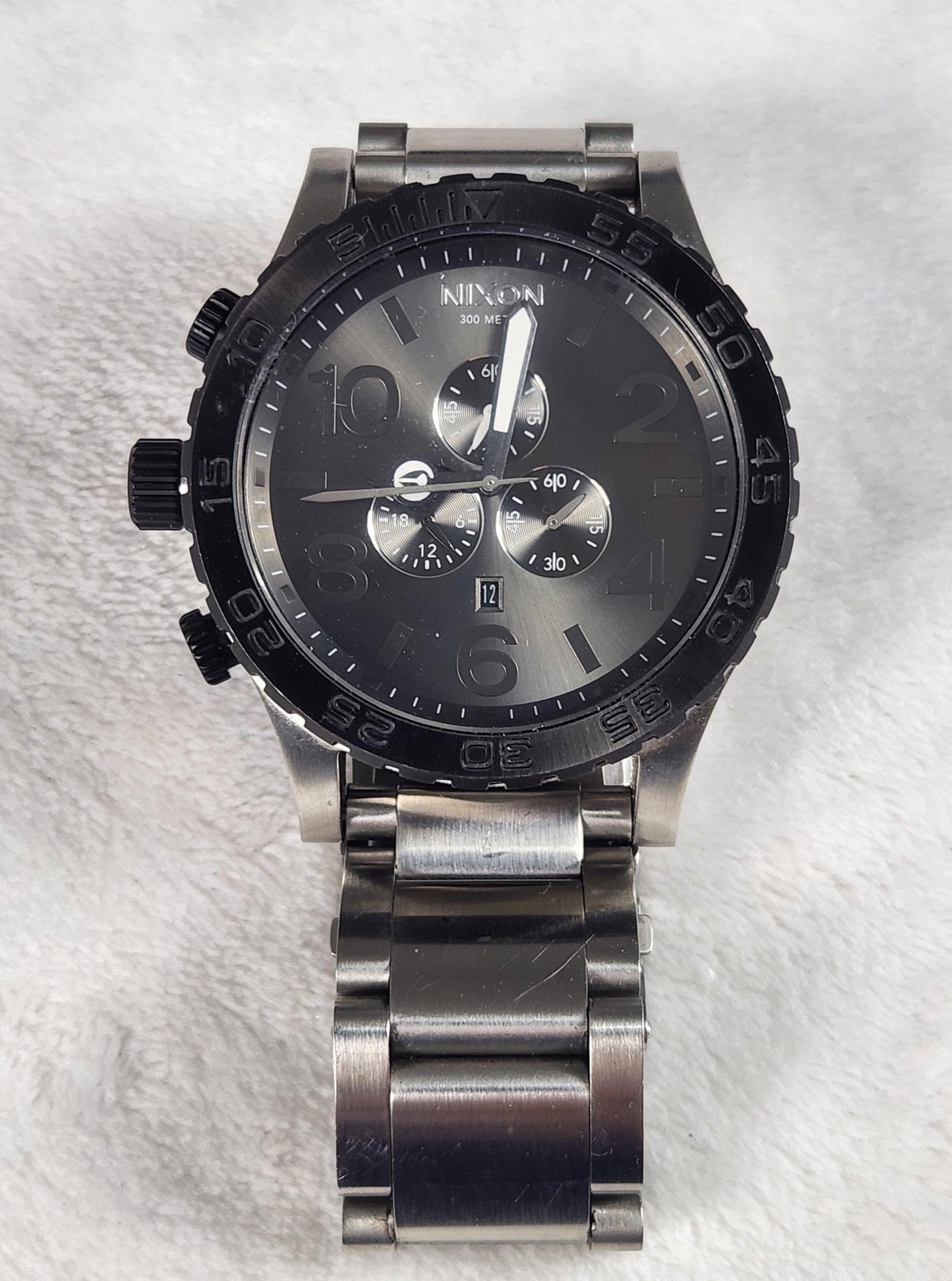 Nixon 51-30 Chrono Simplify Mens Watch 51mm Gray Dial Black Bezel 300M Steel