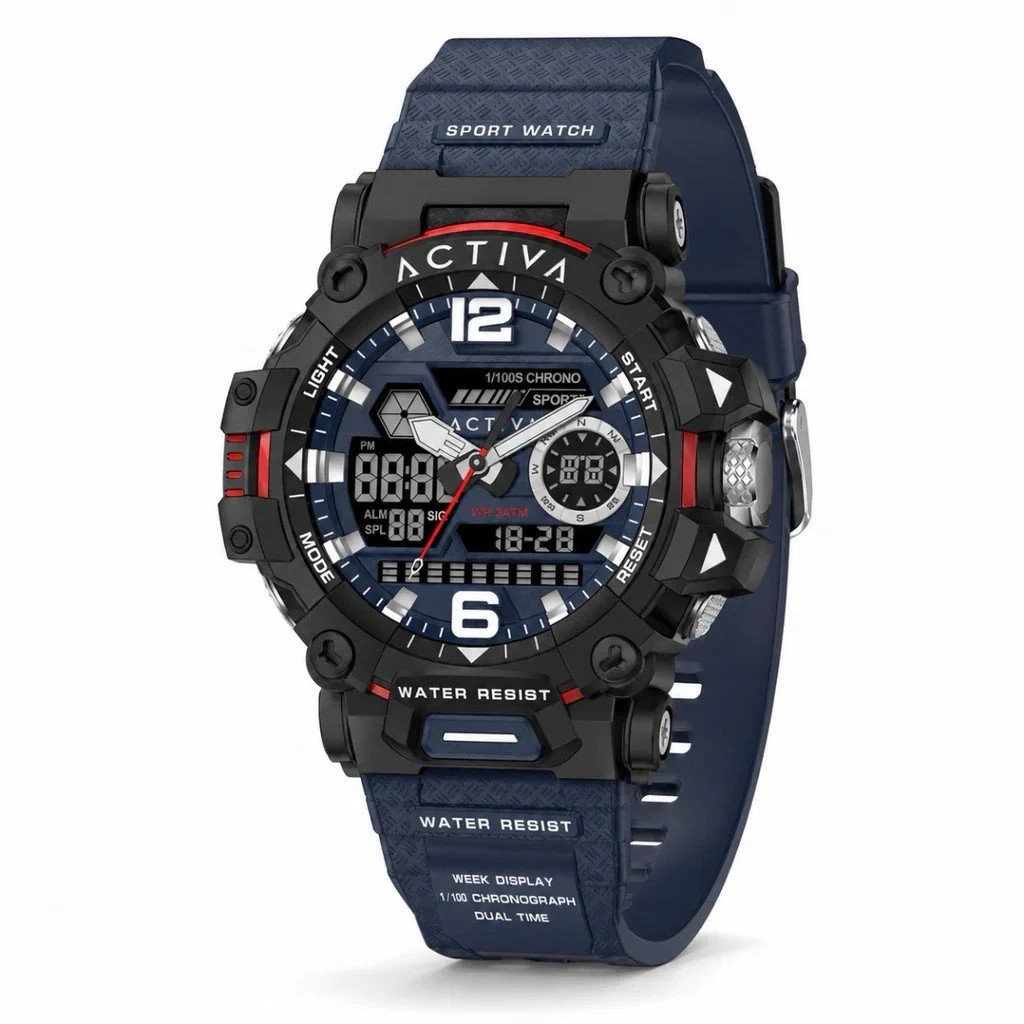 Activa by Invicta (ACW8072-005) 49mm Men’s Sport Watch (Black/Red/Blue) – NEW
