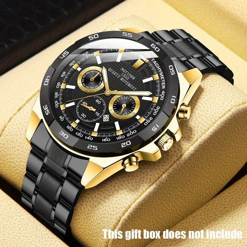 Men’s Large Dial Stainless Steel Quartz Watch – Perfect Gift Option