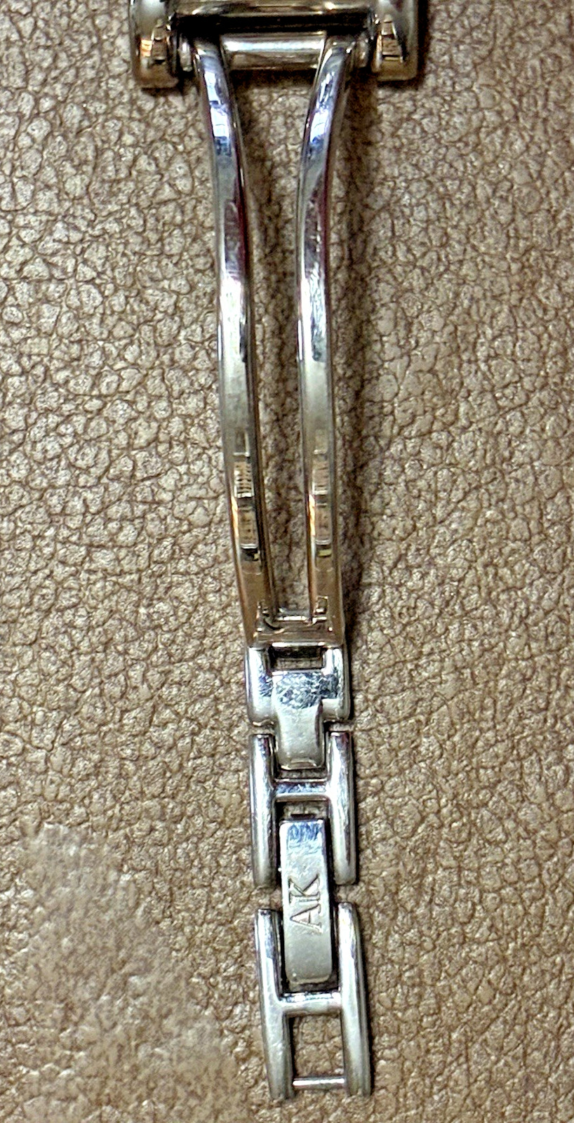 Anne Klein Silver Tone Rectangular Watch Bracelet Fold Over Clasp – WORKS – MINT