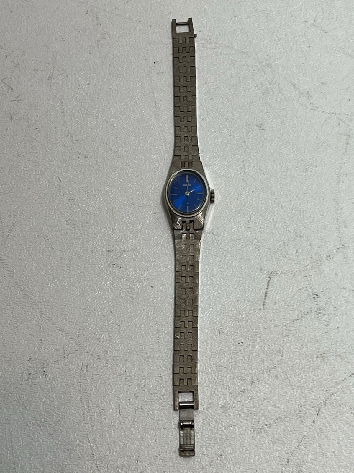 Vintage Seiko 11-7849 Blue Dial Womens Watch Stainless Steel Case Base Metal Top