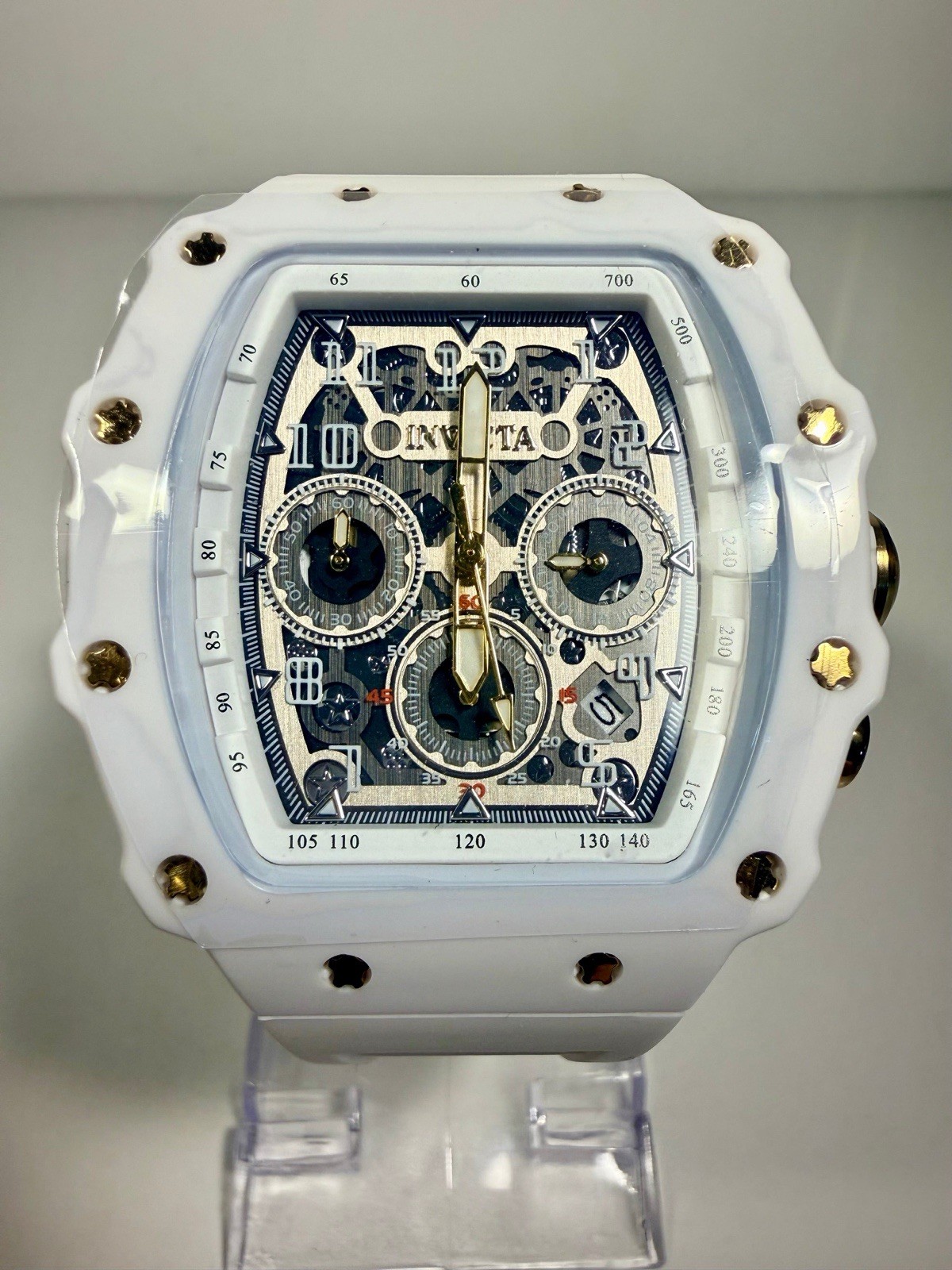 69700 Invicta Racing White Hot Nitro Gen 43mm Silver Dial Silicon Strap Watch