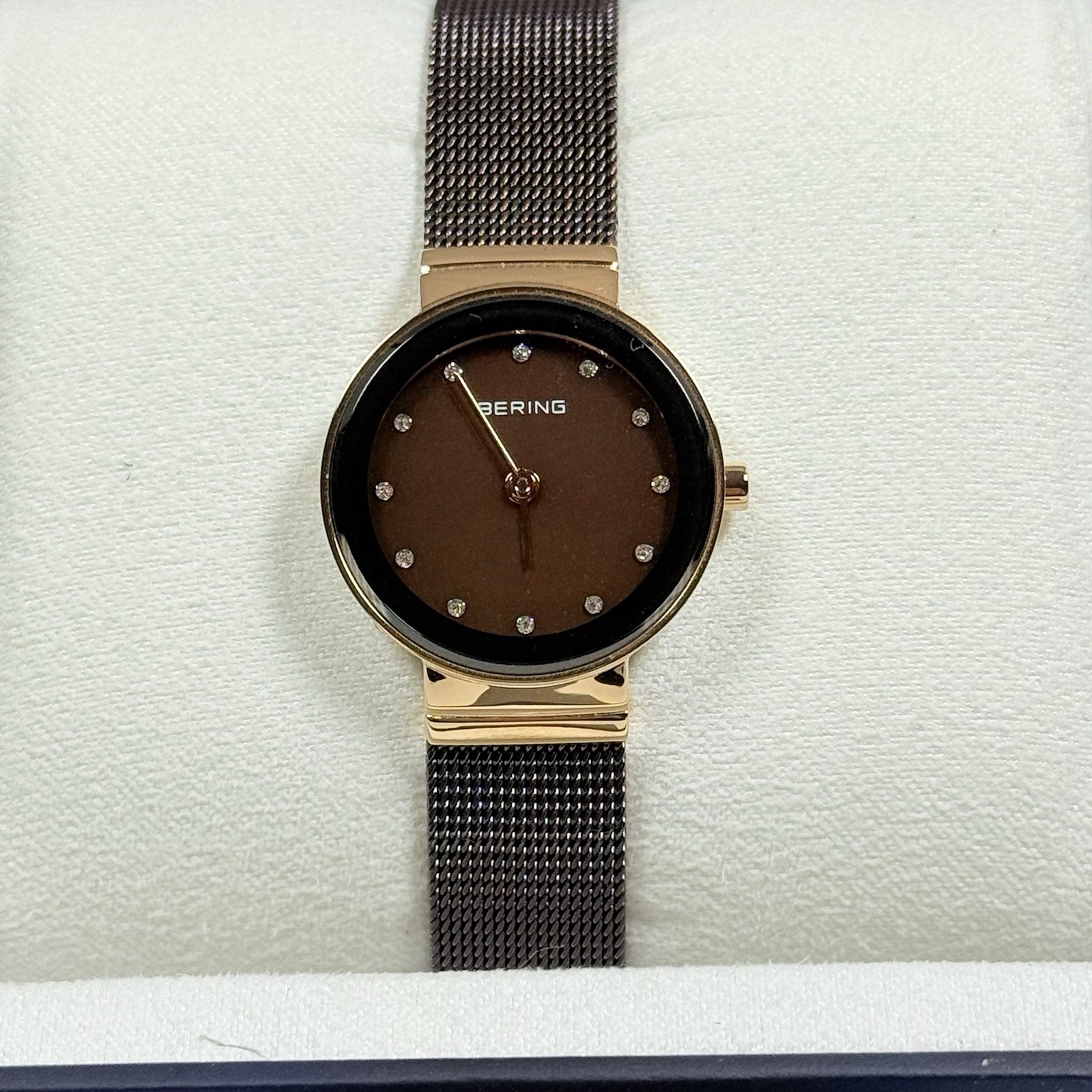 Bering Classic 10124-265 Brown MOP Dial Rose Gold Tone Bracelet Women’s Watch