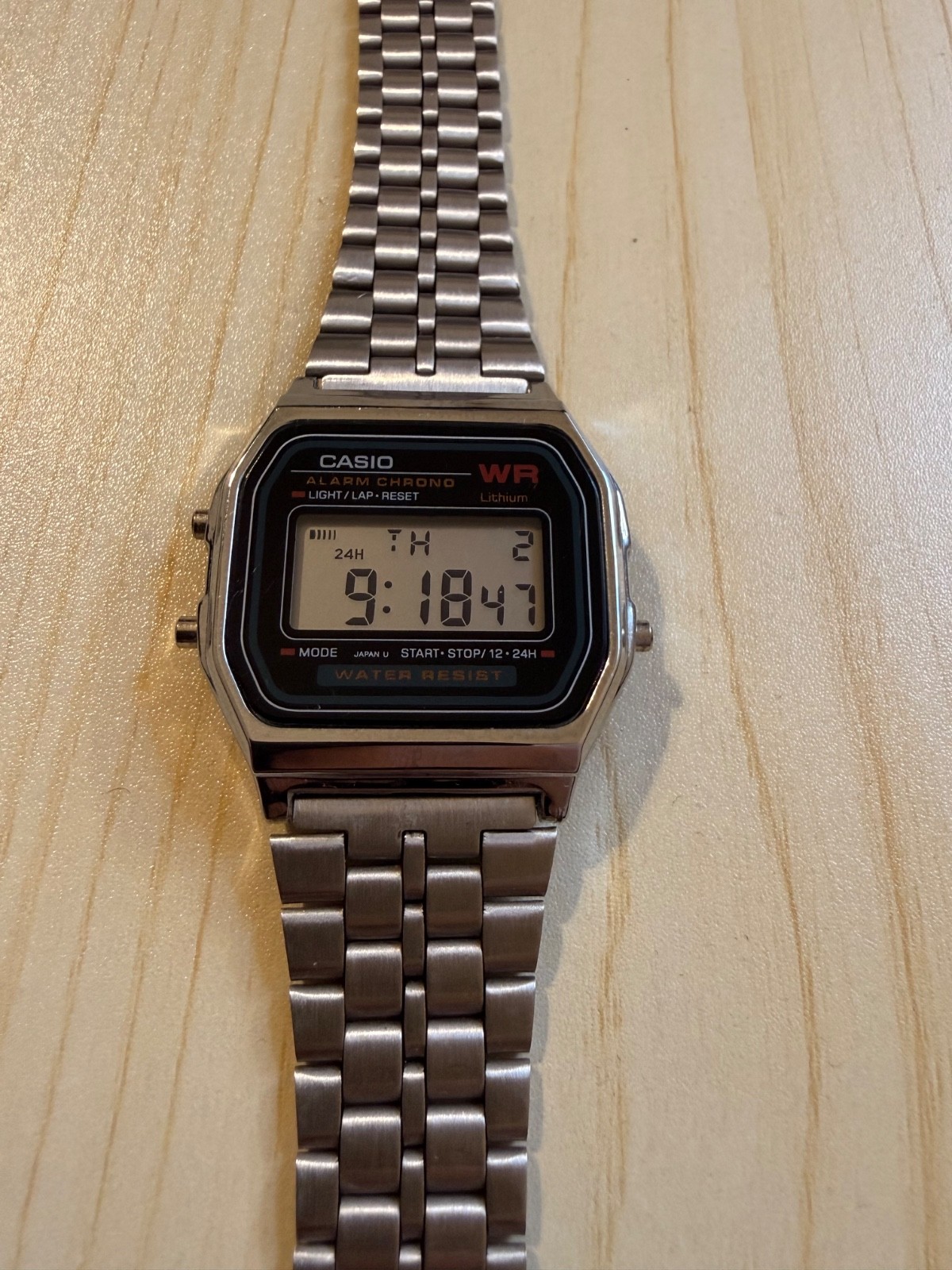 Vintage Casio A159W Digital Watch Silver Stainless Steel Made in Japan DH 593