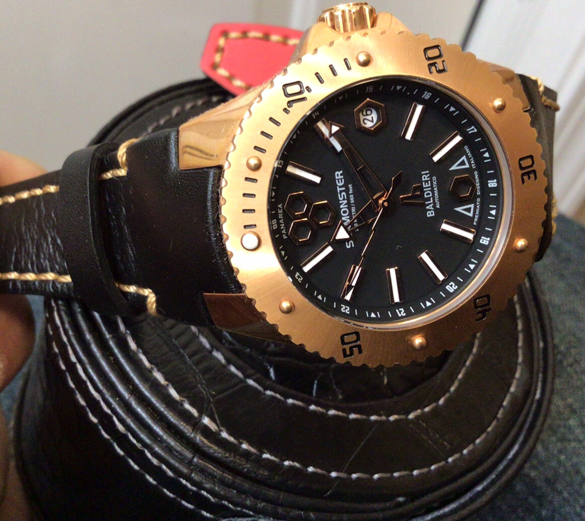 BALDIERI WATCH , LADIES, AUTOMATIC, 38MM, ROSE GOLD SEAMONSTER PANAREA, 20ATM,