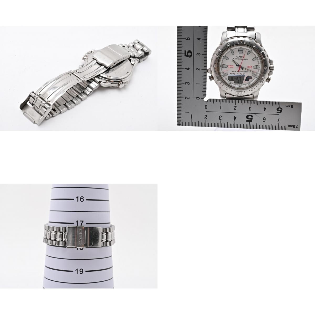 CASIO AD 724 Ana Digi Chronograph Quartz Men’s Watch White Dial Stainless
