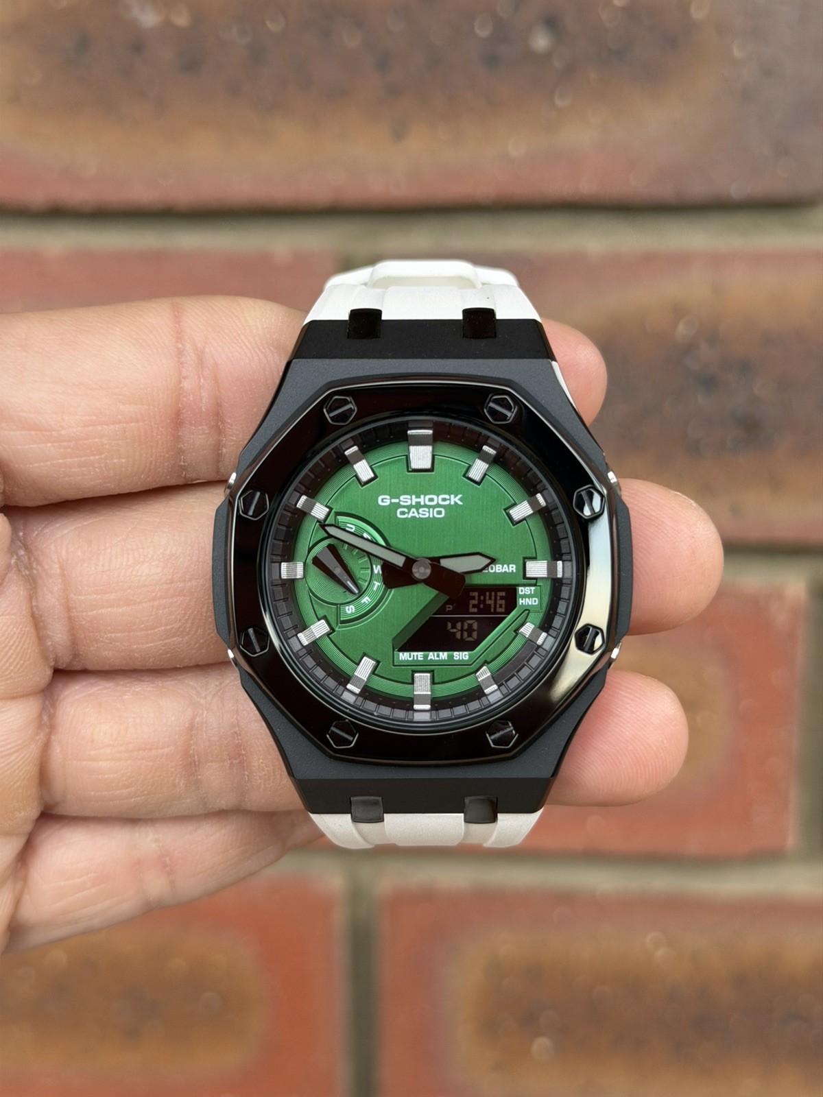 Casio G-Shock GA-2100 Custom Mod Premium SS Case With FKM Band,Polish Green