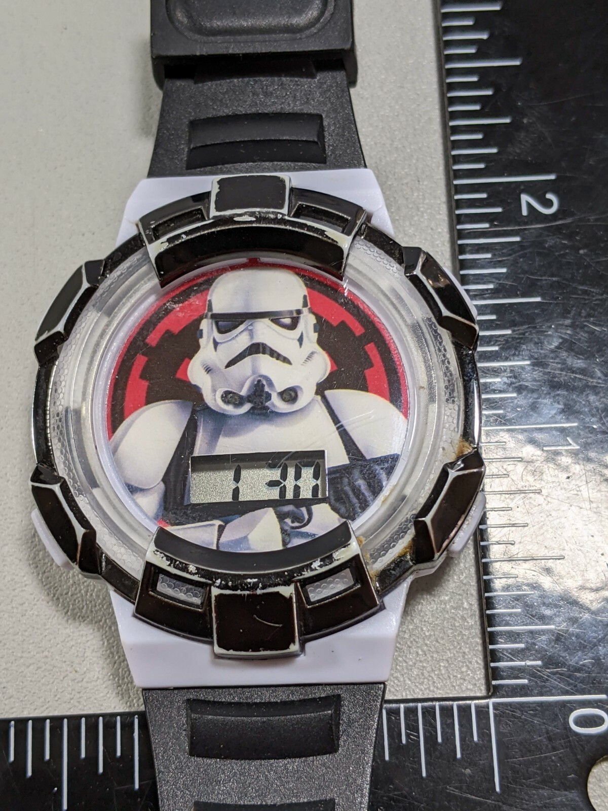 Starwars Digital Storm Trooper Light Up Blue Green Red Black Resin Band Watch