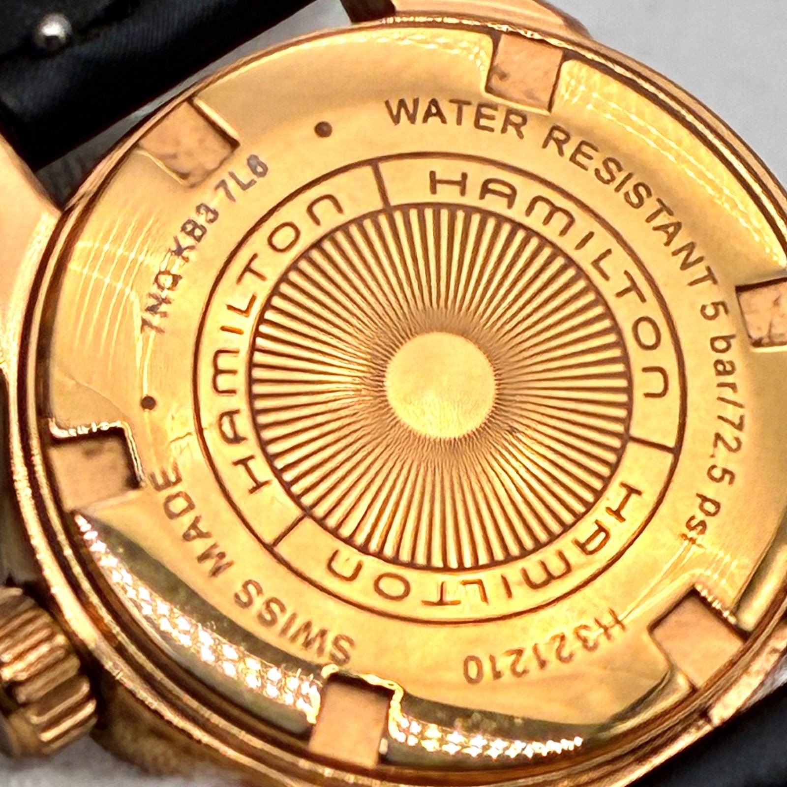 Rare Working Hamilton Jazzmaster Lady Quartz Natural Diamond PVD Gold Black Busi