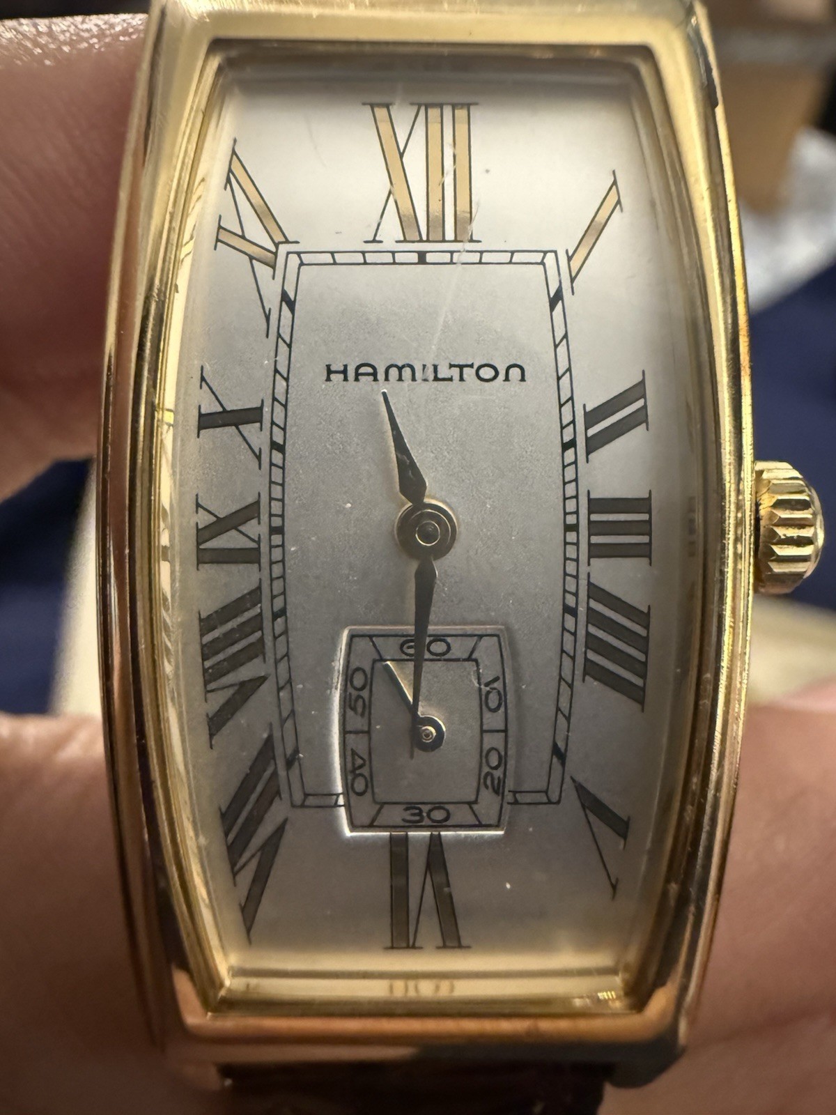 Hamilton Tank Watch Unisex 18mm Off White Dial Gold Tone Rectangle 6204