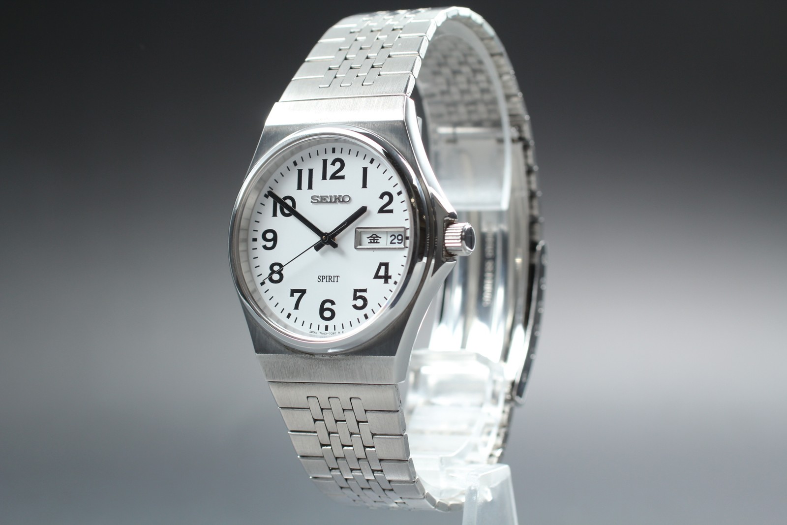 Vintage 1992 Near MINT SEIKO Spirit 7N43-7B70 KANJI White Men’s Watch From JAPAN