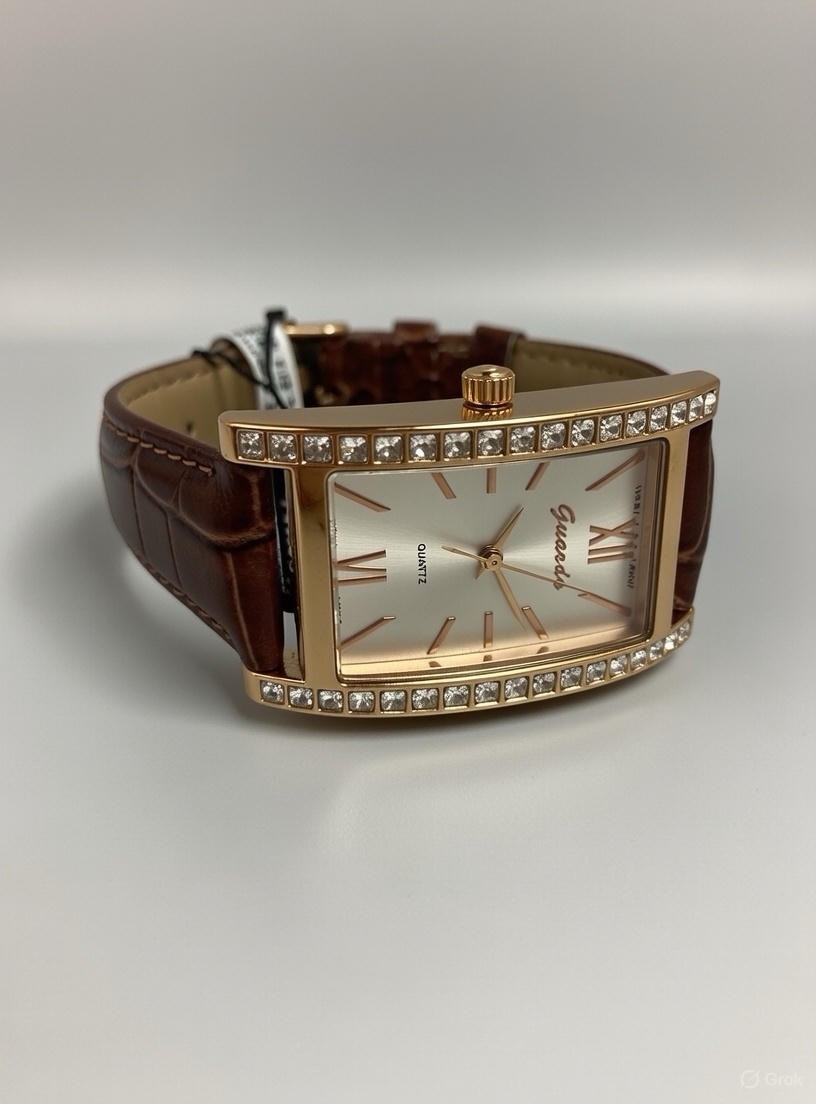 Guardo Women’s Rectangular Crystal-Accent Watch + Extra Strap – New with tags