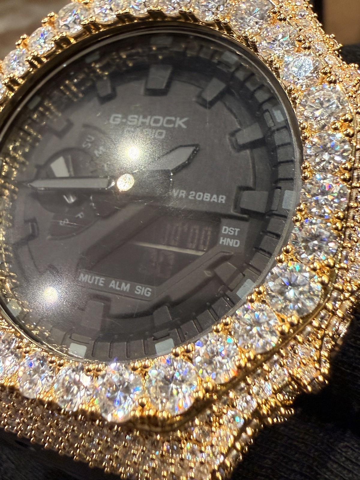 Casio G Shock GA-2100 Watch with Moissanite Bezel Iced Diamond Men’s
