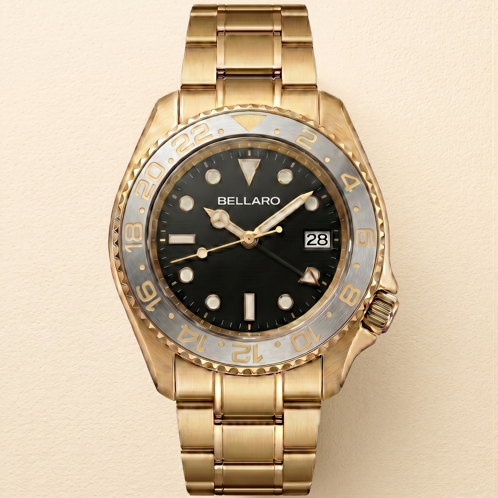 BELLARO GMT Style Watch – NH35 Automatic – Sapphire Crystal Gray Dial