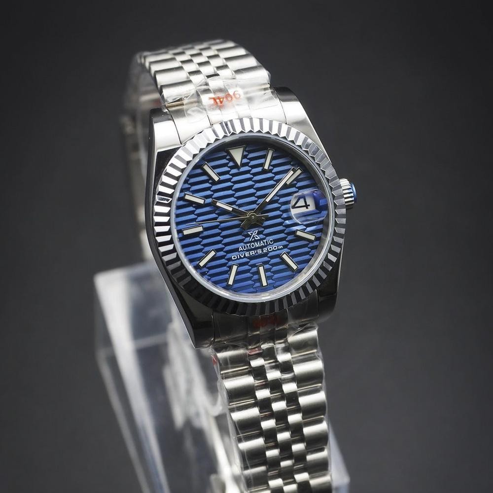 Custom Built Blue Wave Dial NH35 Automatic 40mm Fluted Date