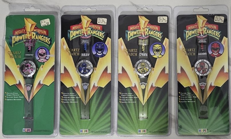 1994 Mighty Morphin Red Yellow Blue Pink Power Rangers Hope Quartz Watches – NIP