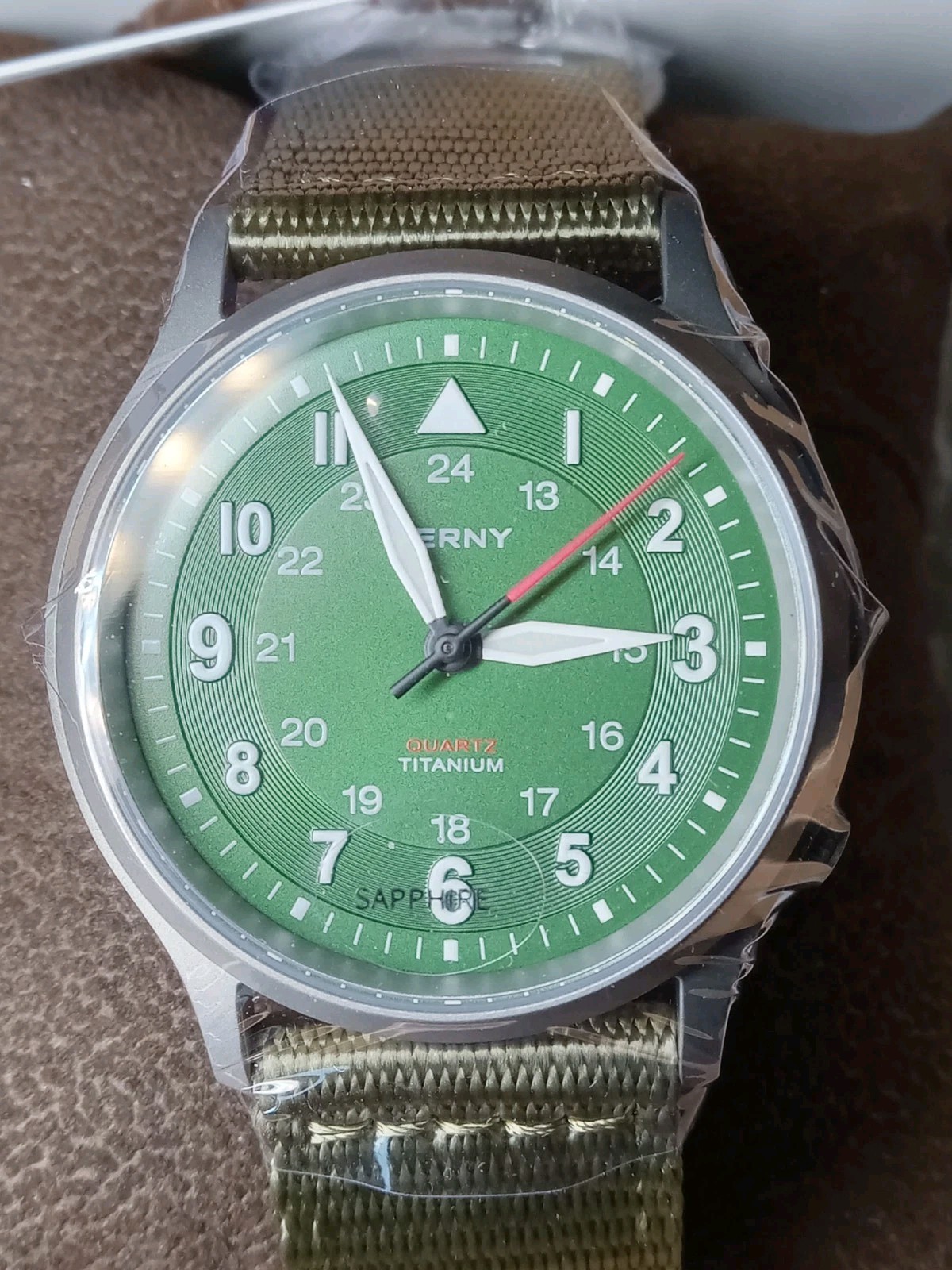 Berny T2596 37mm Titanium AR Sapphire 50M Military 24hr Luminous Dial Seiko VH31