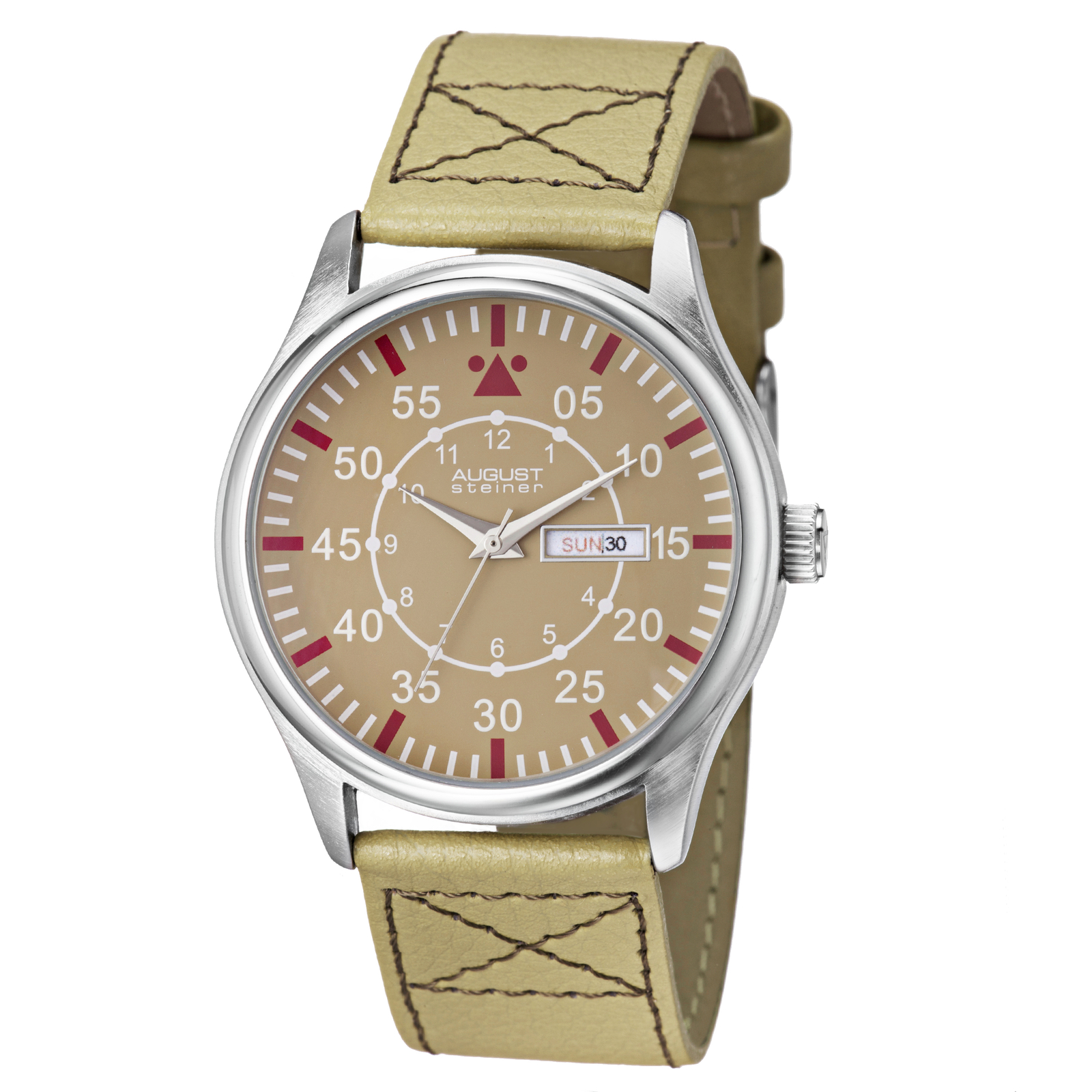 Men’s August Steiner AS8074TN Classic Quartz Movement Date Leather Strap Watch
