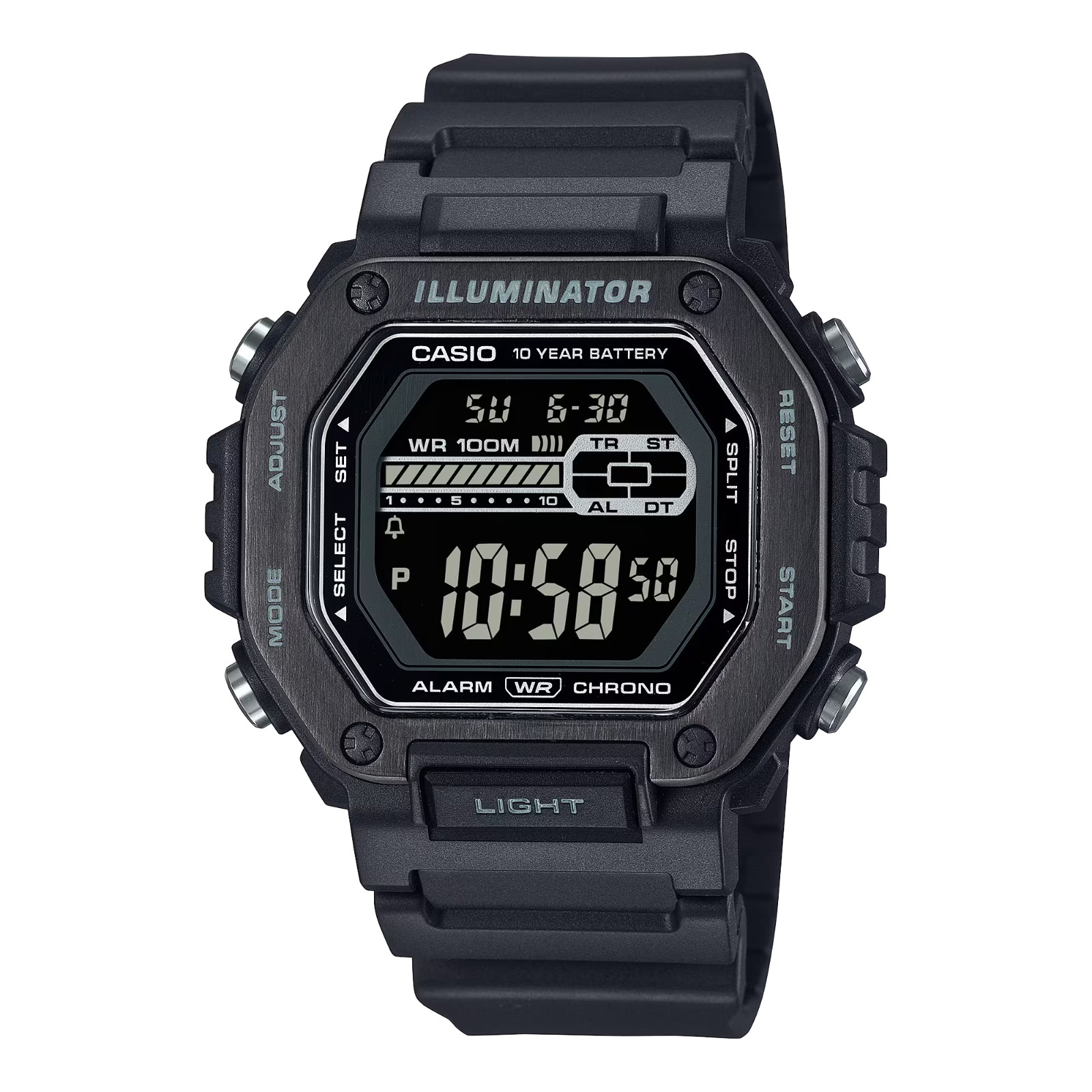 CASIO MWD‑110HB‑1BV Digital Watch 100M Water Resistant Dual Time LED Stopwatch