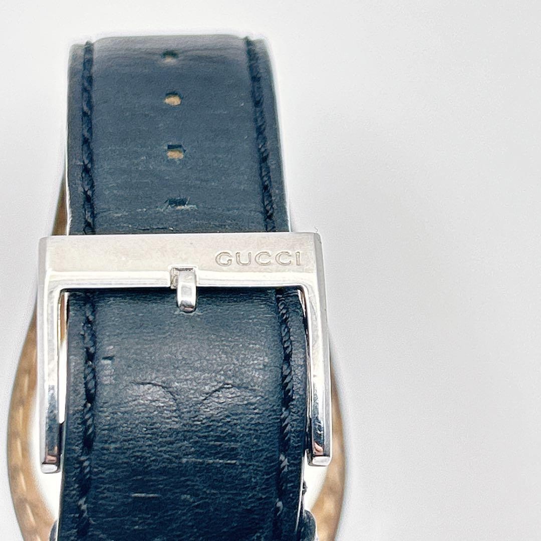 GUCCI 104 G Bangle Watch Stainless Leather Size 6.1-7.1in Black Dial Luxury