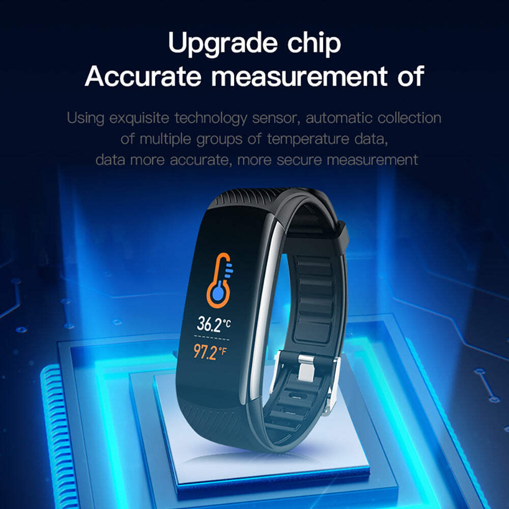 C6T Temperature Measurement Smart Bracelet Blood Pressure Heart Rate Meter Pedom