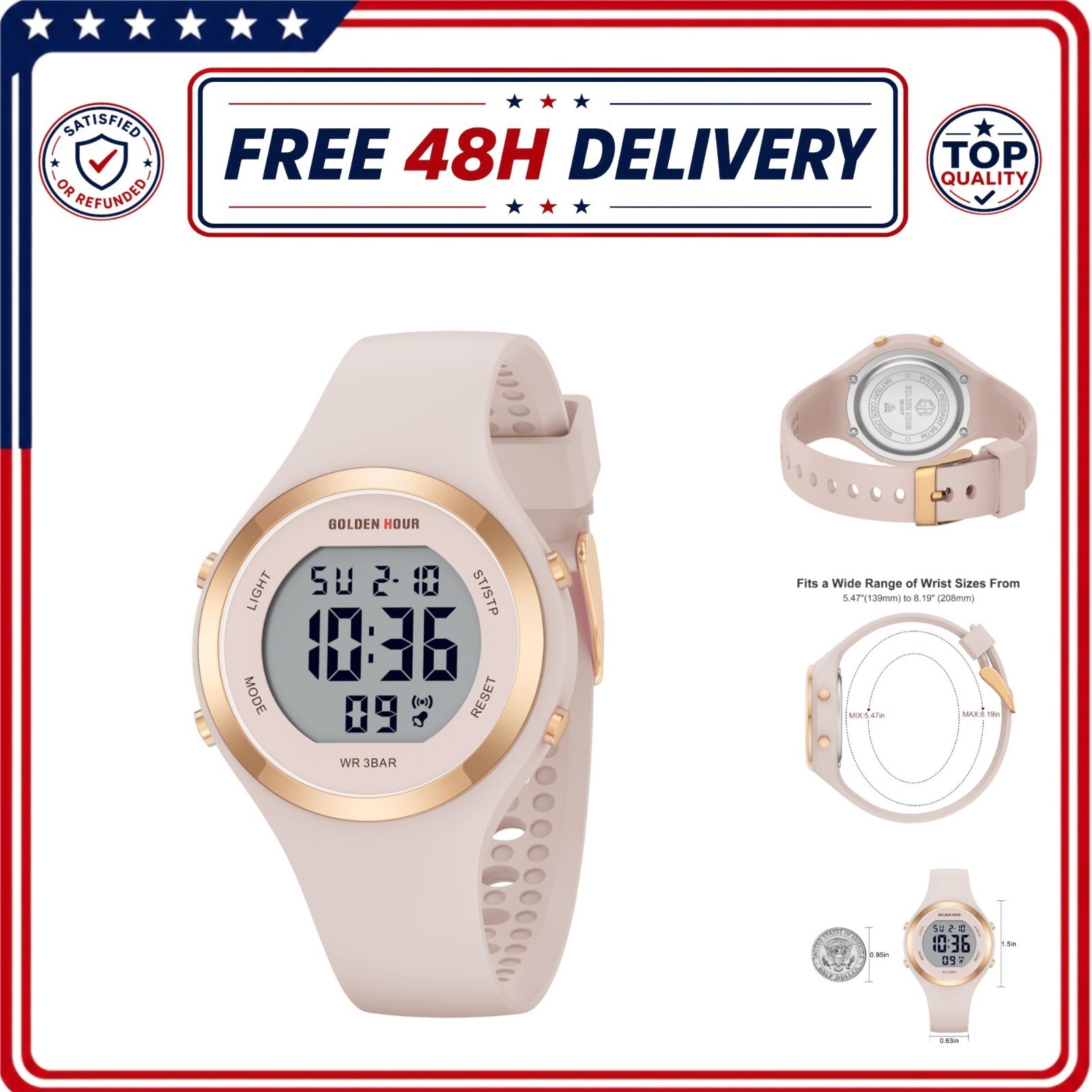 GOLDEN HOUR Women’s Waterproof Digital Chronograph Watch