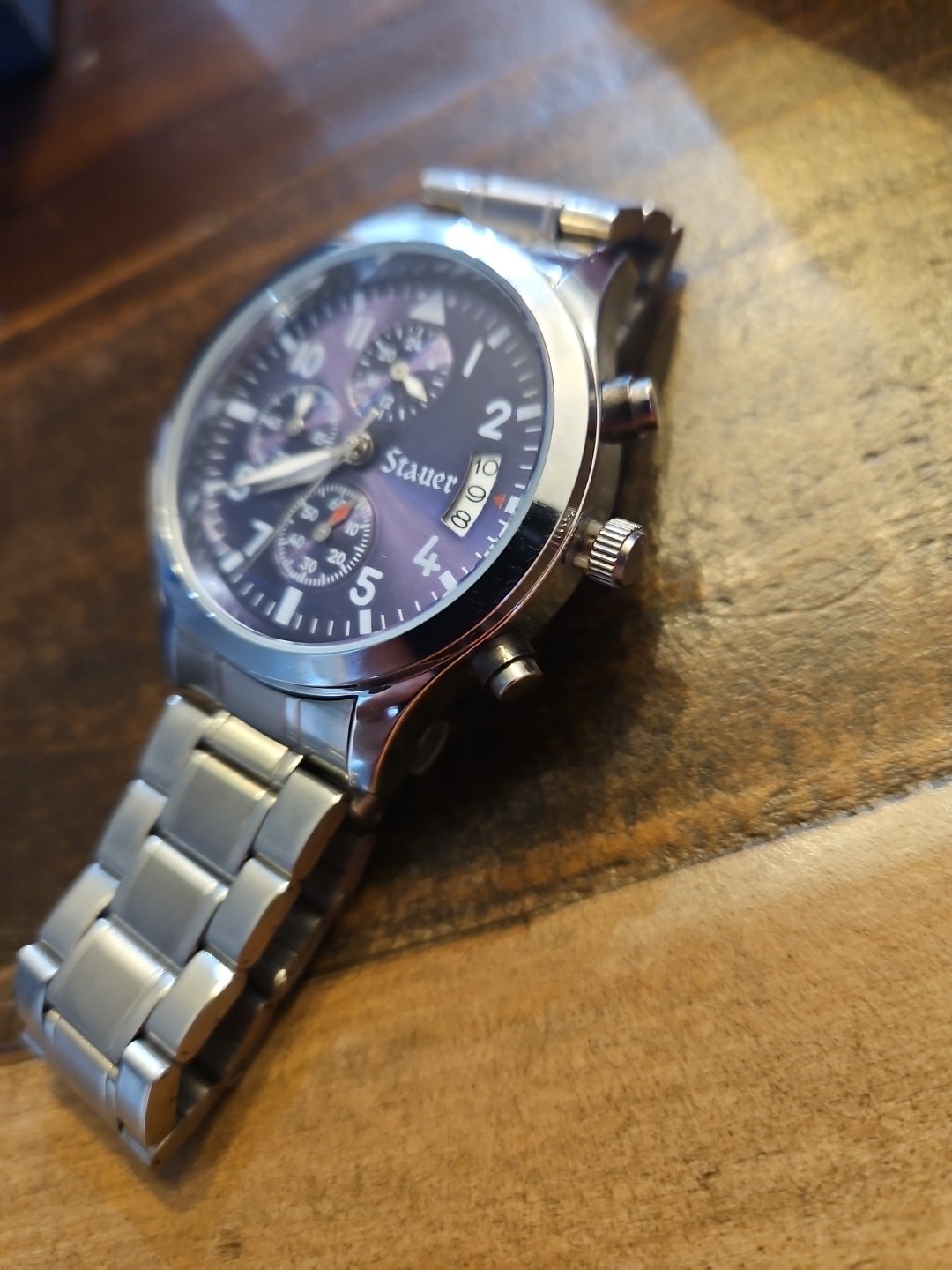 Stauer Men’s Chronograph Watch Jet-Setter Silver Stainless Steel