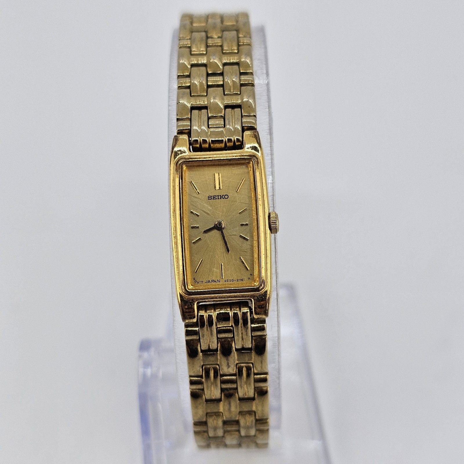 VTG Seiko Women’s Watch 13MM Gold Case Dial Gold Bracelet Band 6.5″ New Battery