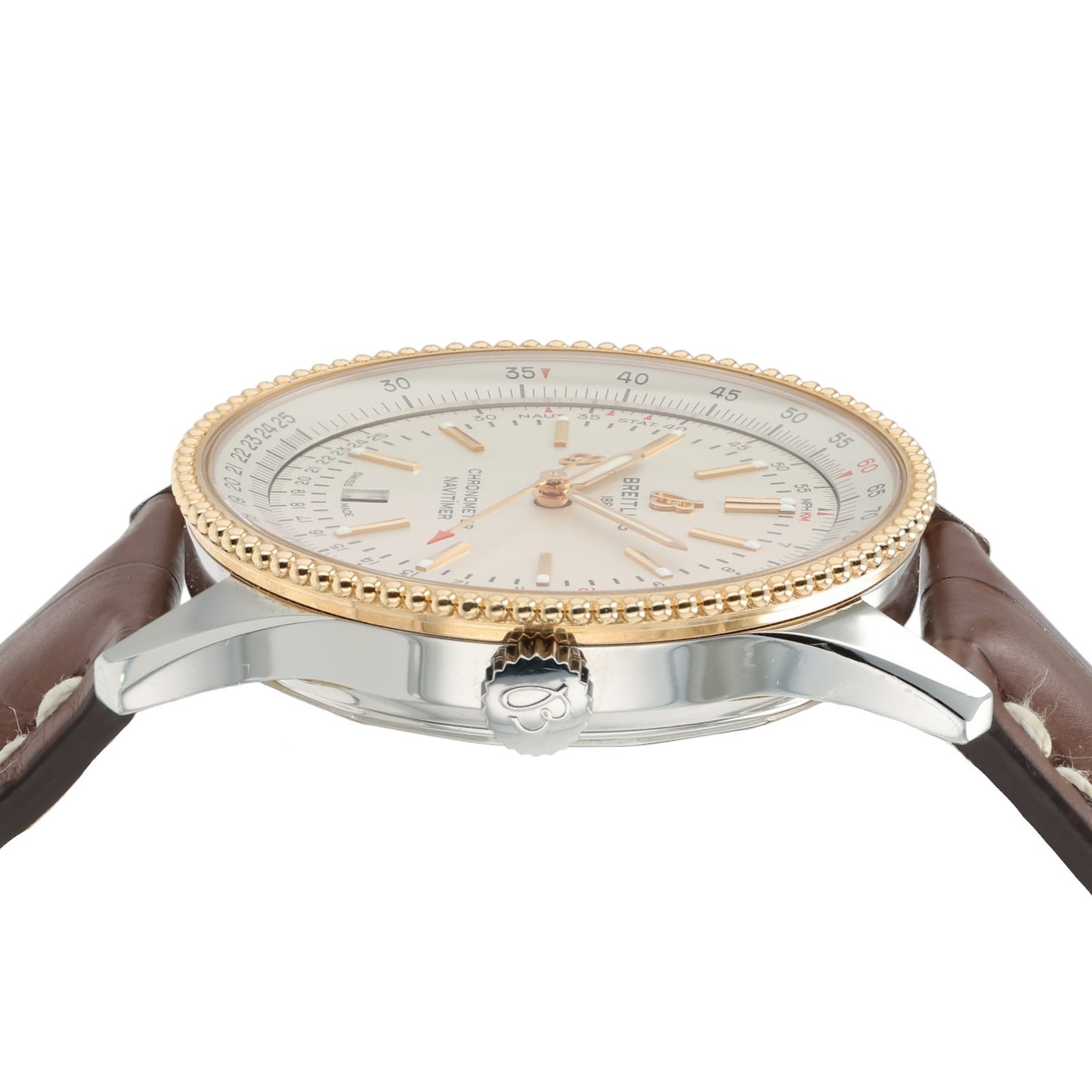 Breitling Navitimer Silver Dial 18k Rose Gold 41mm Automatic Mens Watch U17326