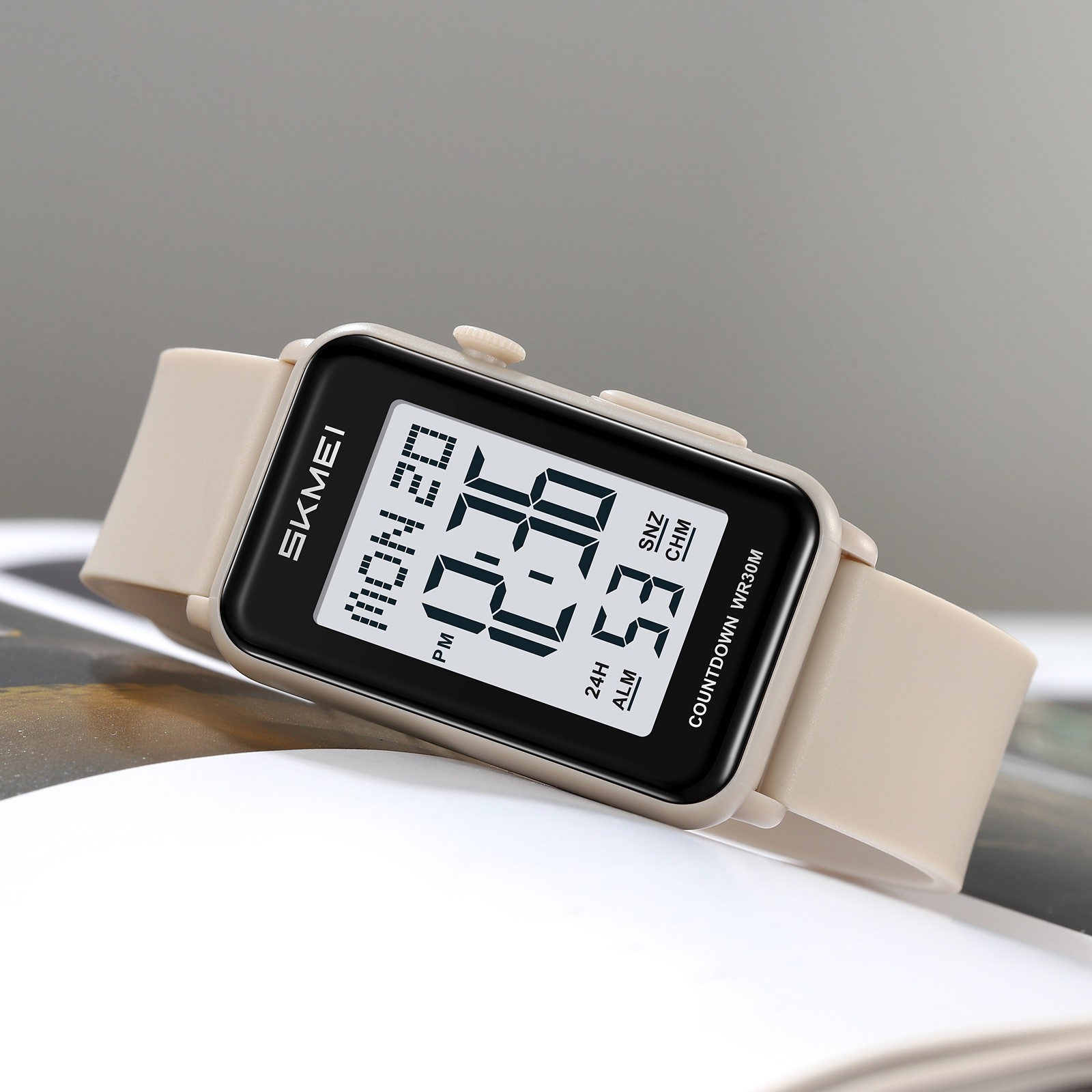 SKMEI Men Rectangle Watch LED Countdown Wristwatch Boys Girl Digital Sport Watch