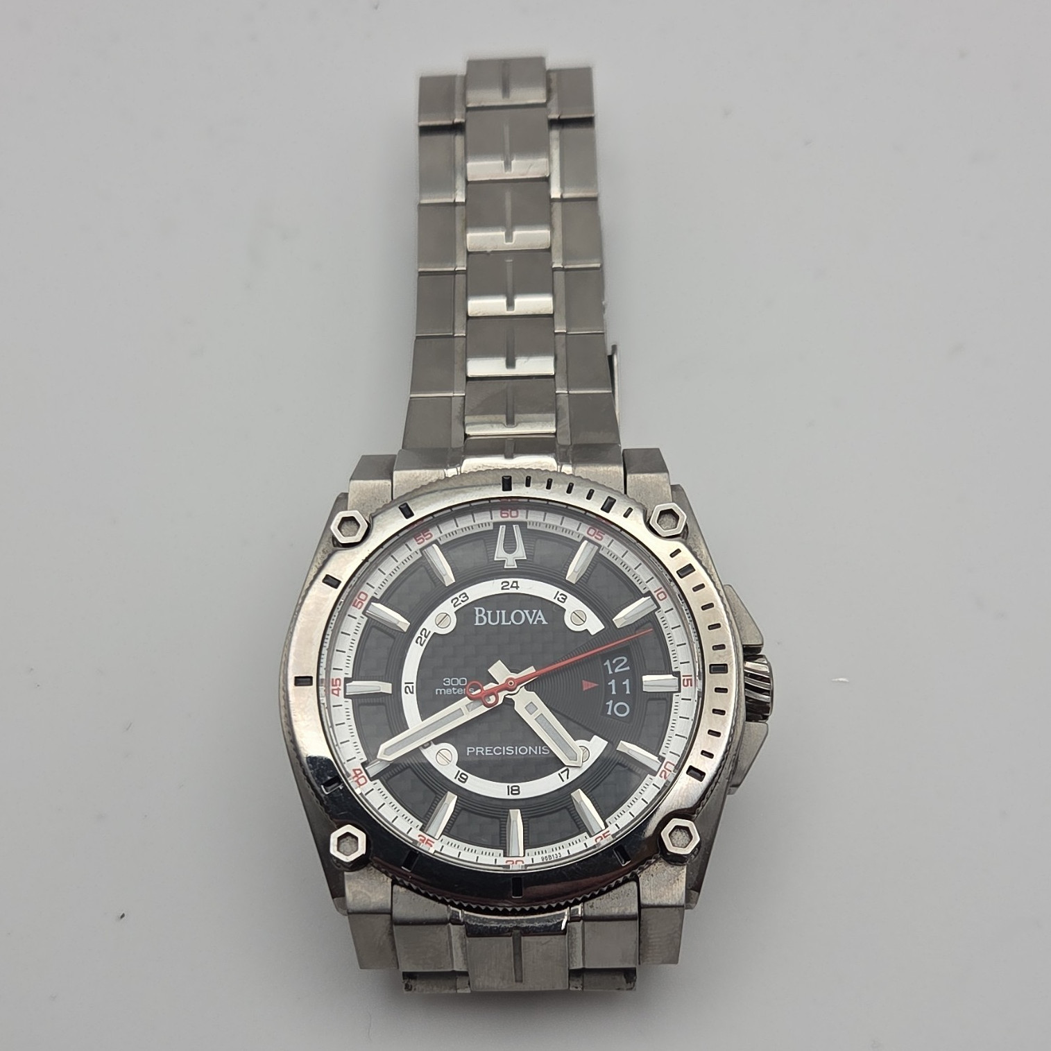 Bulova Precisionist Men’s 46mm Titanium Quartz 300m Black Carbon Dial