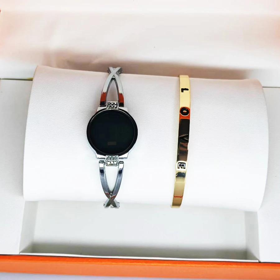 LED Electronic Watch with Bracelet for Women Girls Touch Control Screen Digital