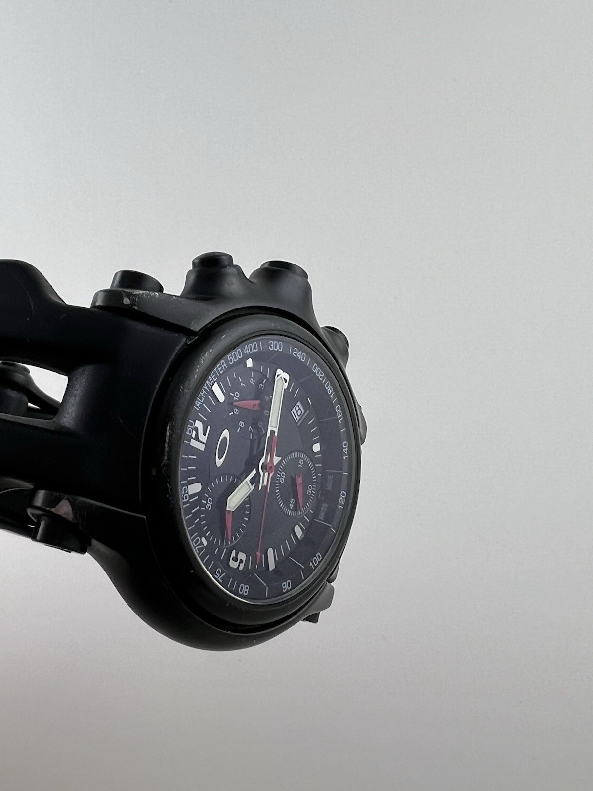 Oakley Holeshot 6-Hand Watch Stealth Black Stainless Steel Rubber Band Sapphire