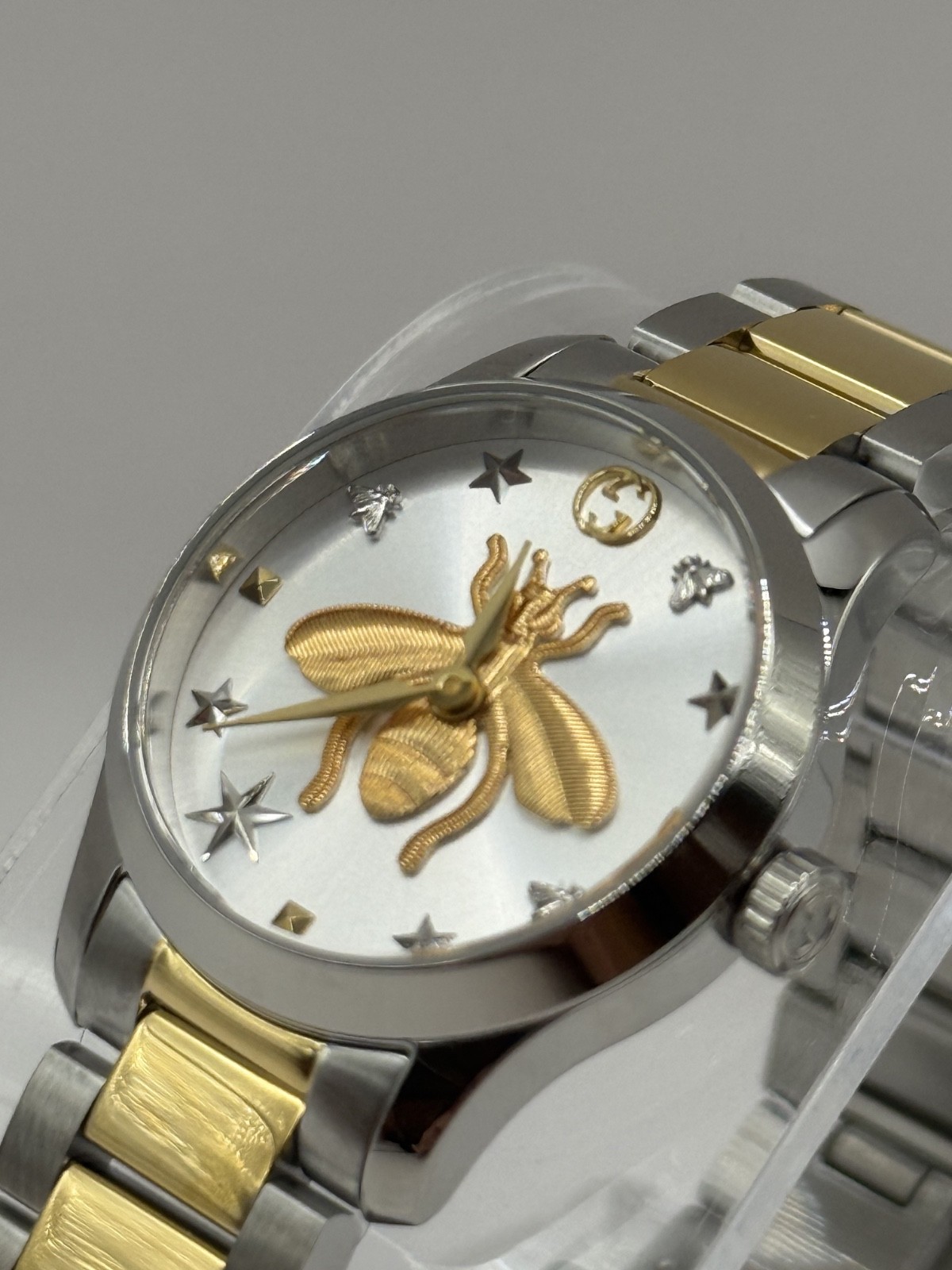 GUCCI Gucci G Timeless Silver Dial Two Tone Steel Strap Watch YA126599 27mm