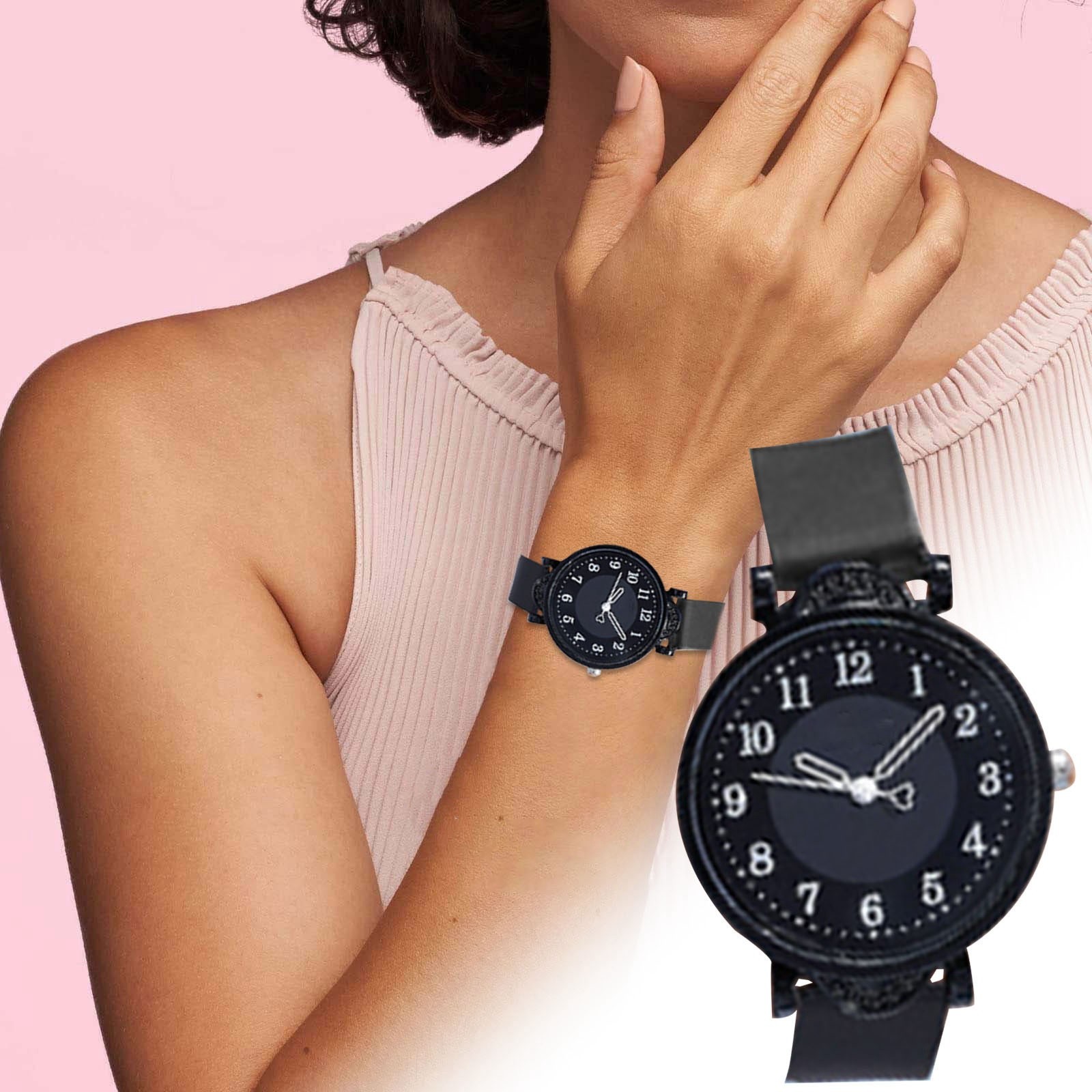1PC Watch Easy To Read Dial Precise Second Hand Timing Silicone Strap For Both