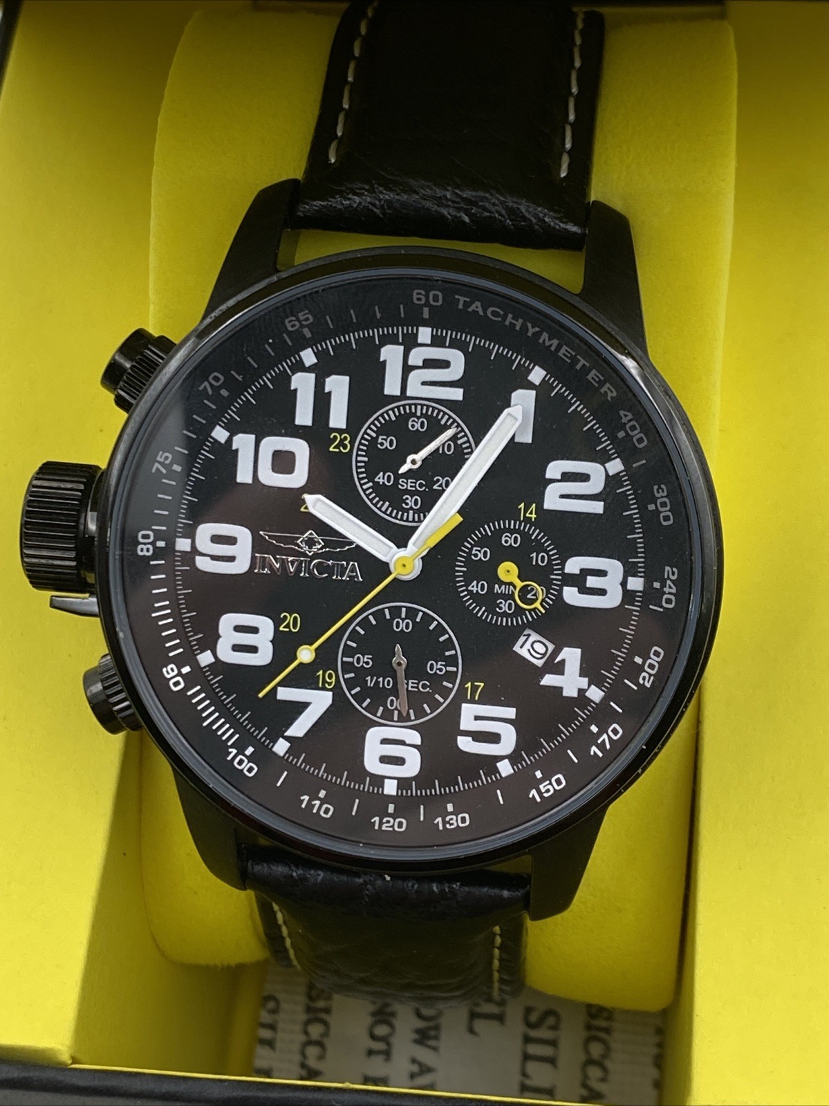 NEW Invicta 3332 I-Force 46MM Men’s Lefty Chronograph Black Leather Watch