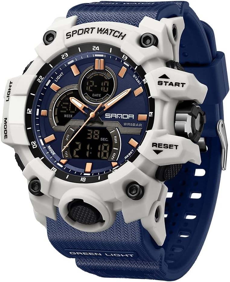 FANMIS Men’s Solar Powered Casual Quartz Wrist Watch Analog Digital Y Blue