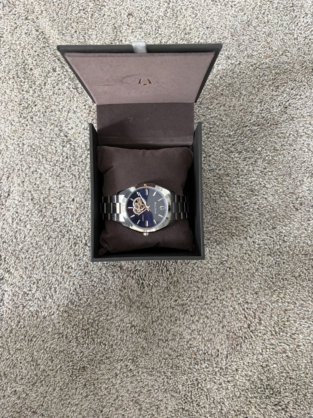 Bulova Wilton Automatic Open Heart Blue Dial Men’s Stainless Steel Watch