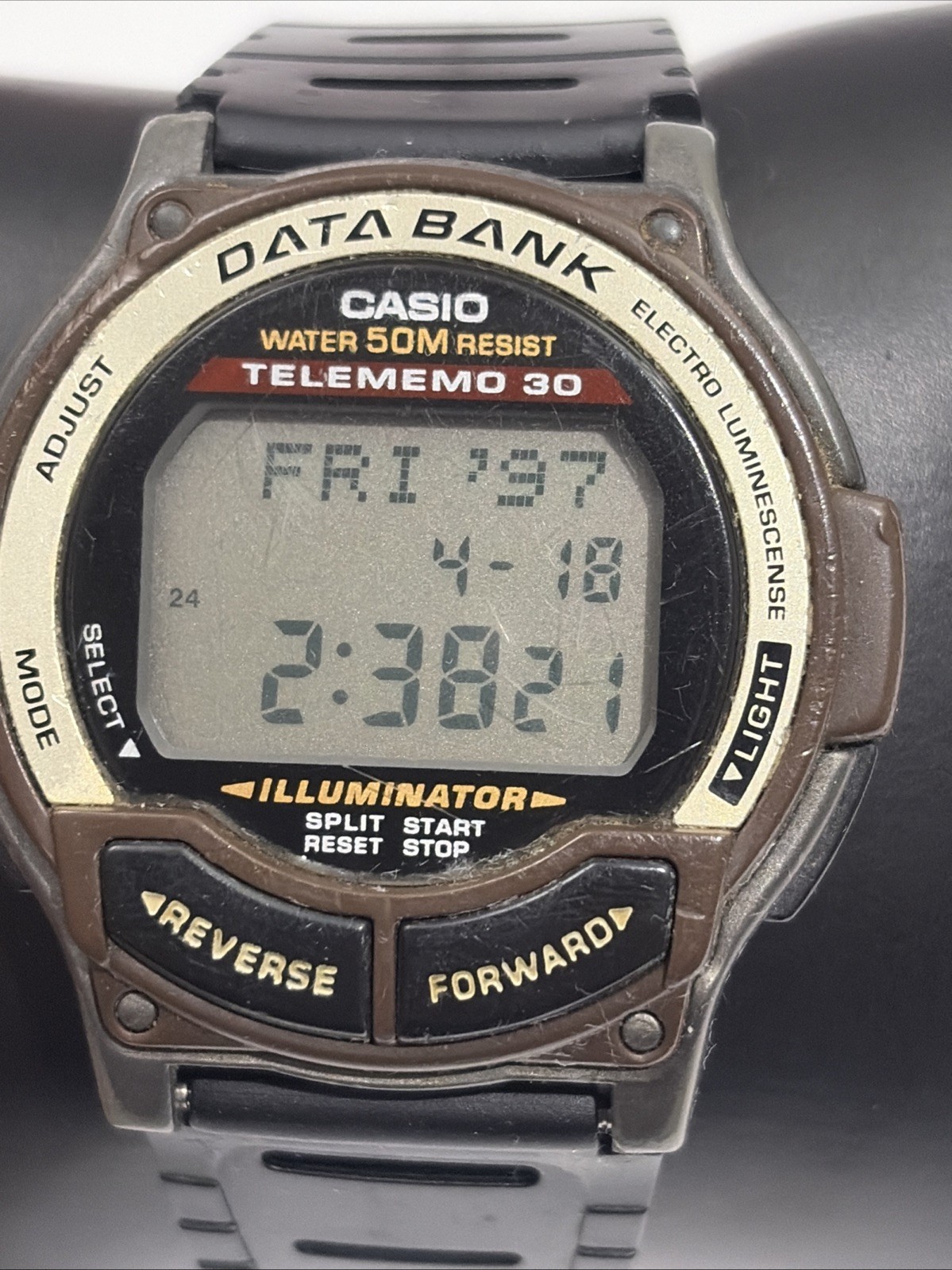 Casio Data Bank Telememo 30 Watch Men 1600 DB-34H 43mm Black Digital