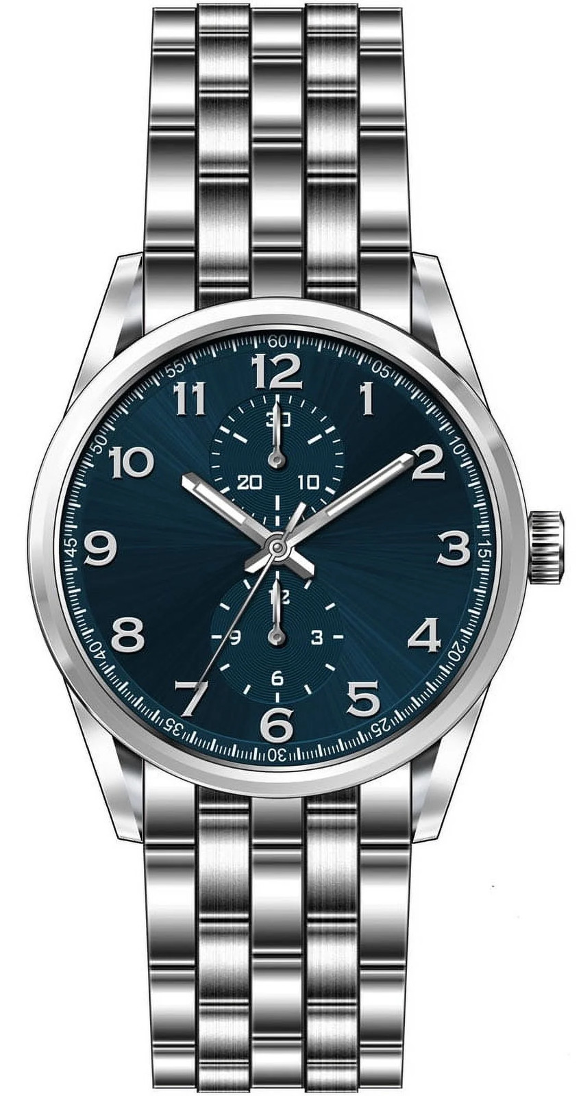 Men’s Easy Read Watch Blue Dial Silver Tone Bracelet Analog Watch 41mm
