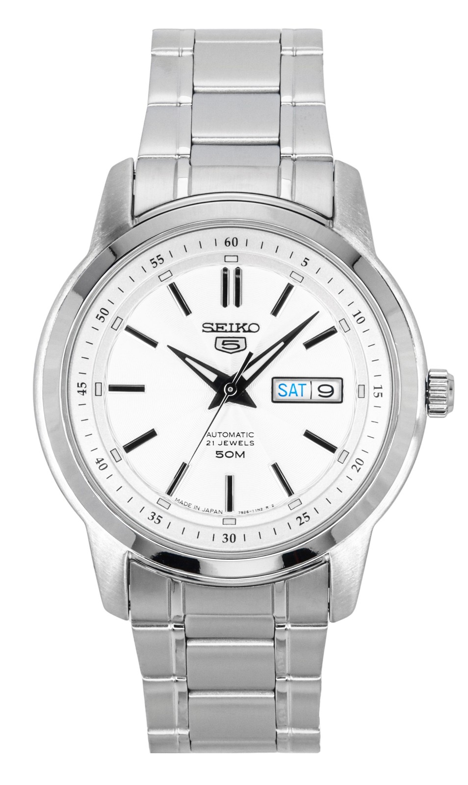 Seiko 5 Stainless Steel Silver Dial 21 Jewels Automatic SNKM83J1 Men’s Watch
