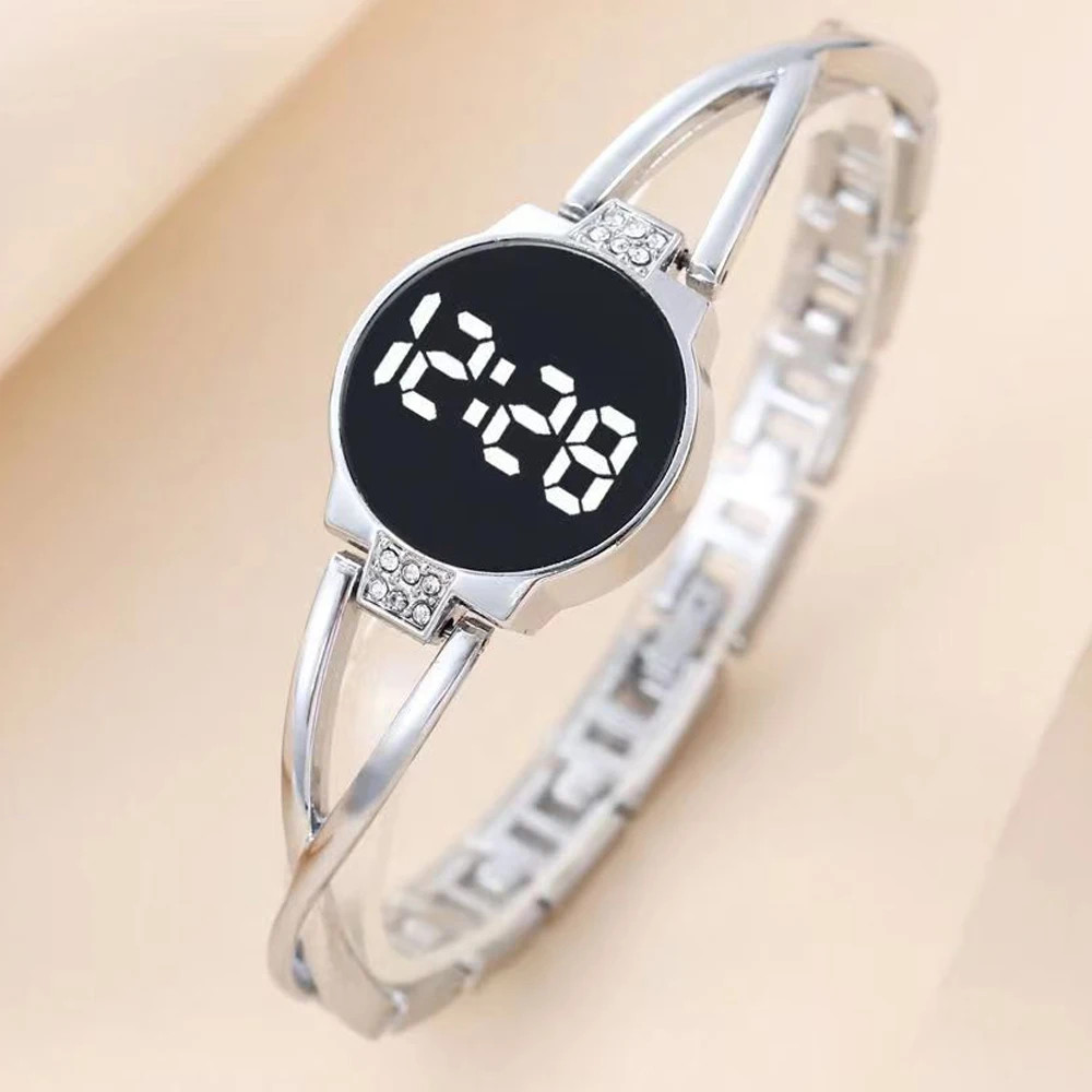 LED Electronic Watch with Bracelet for Women Girls Touch Control Screen Digital