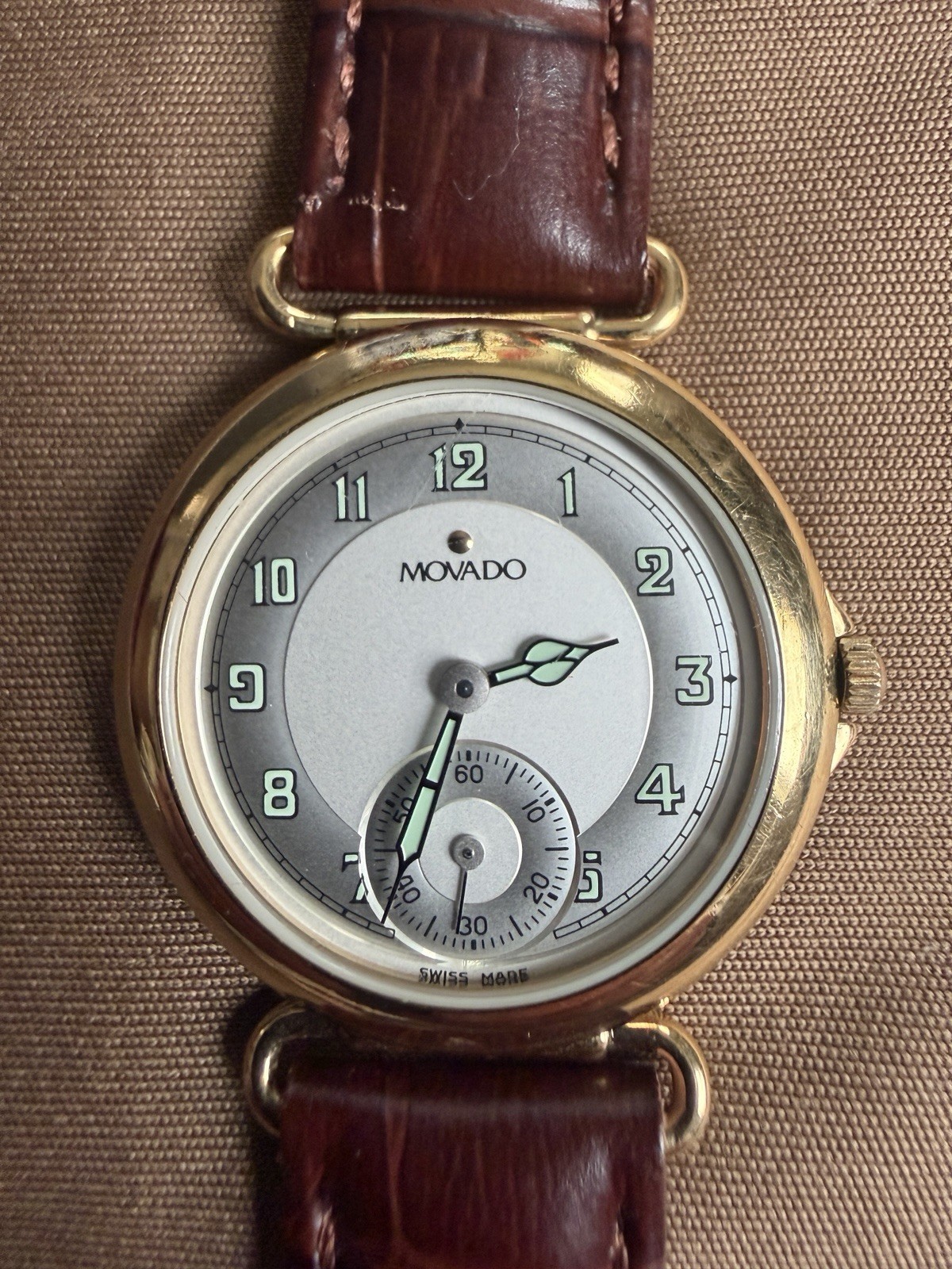 Movado ESQ 87.09.820 Swiss Quartz Watch /Box & Papers /1992 Receipt/New Battery