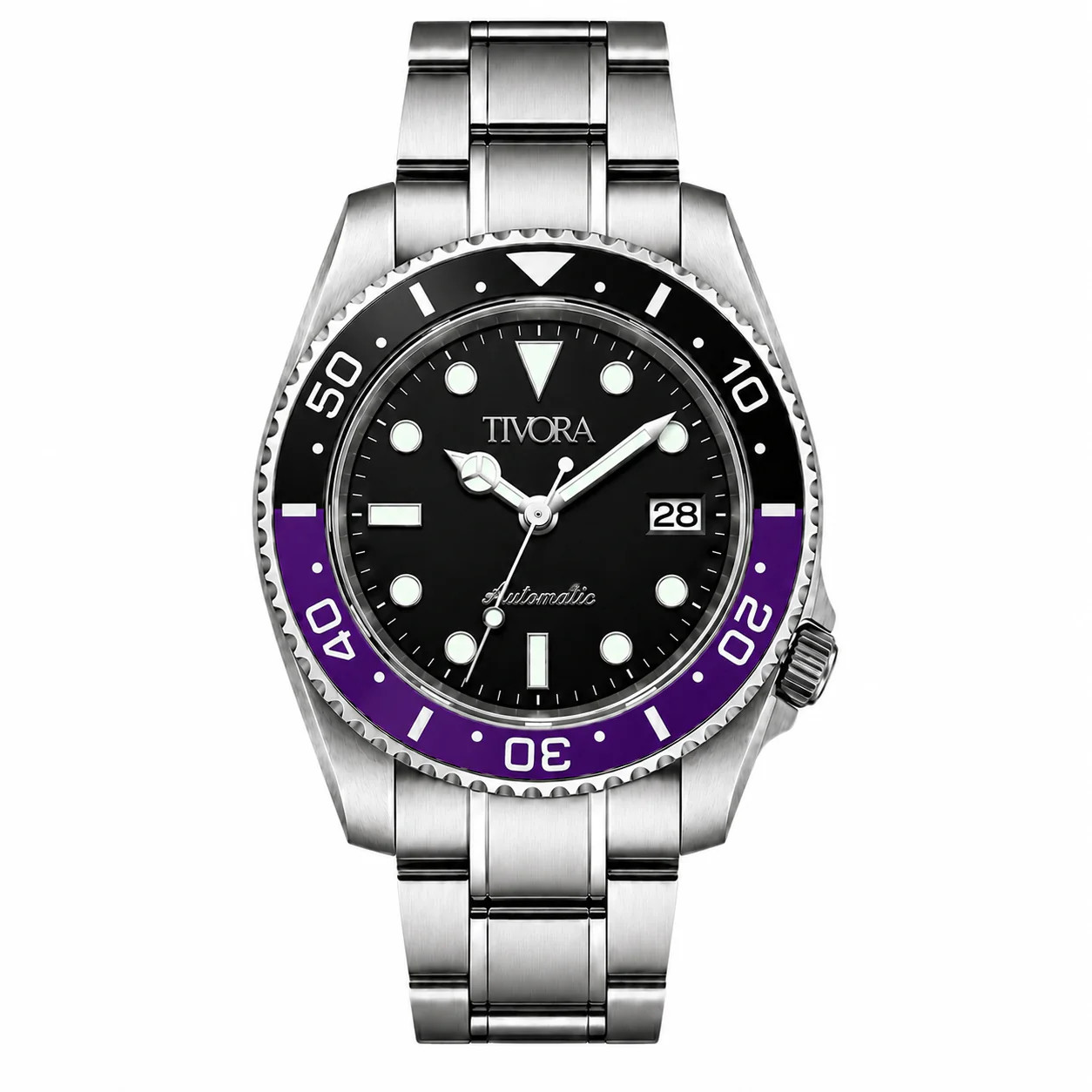 TÍVORÁ EQUINOX Two Tone Steel Onyx Dial Automatic Watch