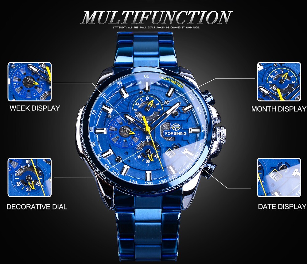 FORSINING Mens Automatic Mechanical Watches Waterproof Sports Chronograph Watch